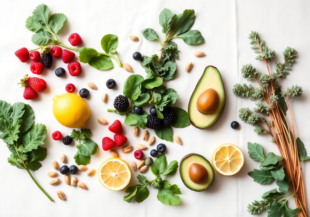 Fresh wholesome ingredients flat-lay